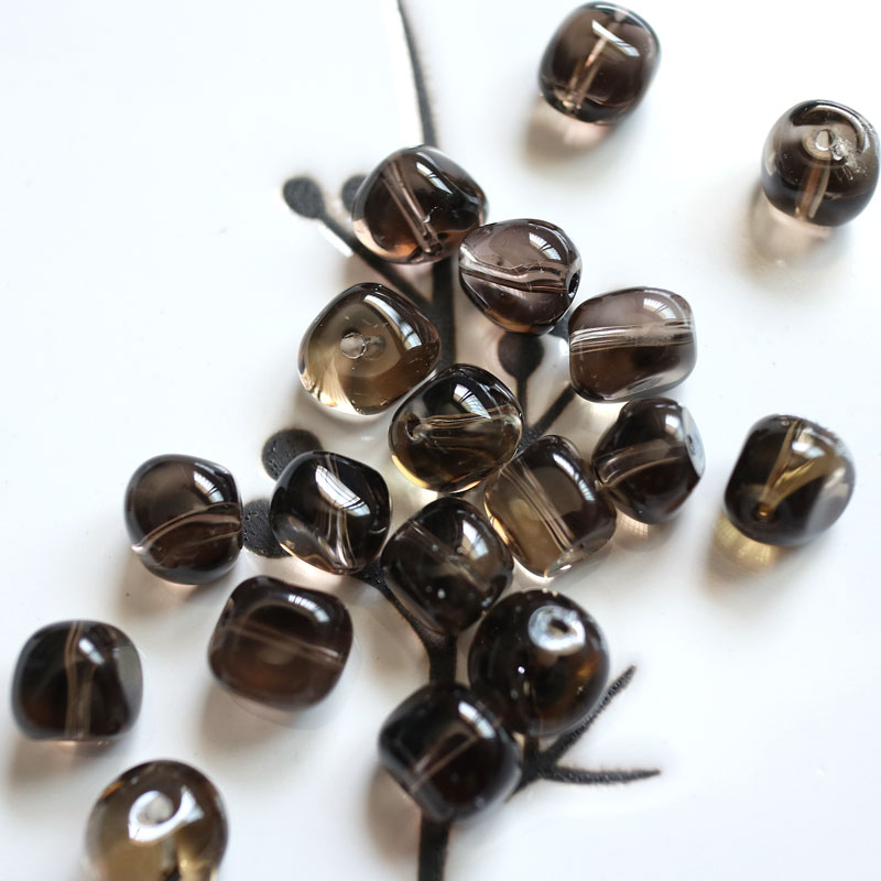 天然净体茶晶饱满颗粒不规则糖豆7-10mmDIY手工串珠手链单颗配珠