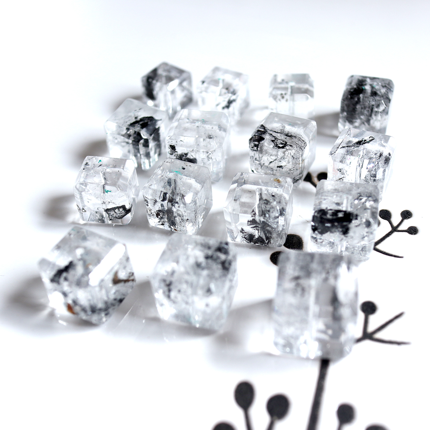 收藏级！天然闪灵石方糖方块散珠子DIY手工串珠小众赫尔基蒙钻