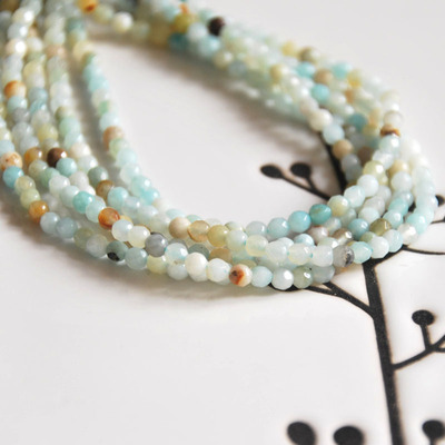 天然杂色天河石散珠切面小米珠2mm3mmDIY手工串珠小珠子流苏穗子