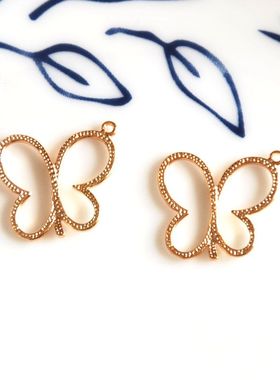 diy玫瑰金蝴蝶手链配饰吊坠