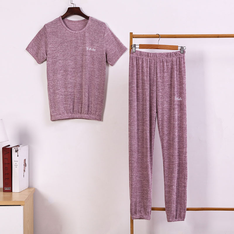 纯色仙女宅宅裤运动休闲套装夏薄款长裤短袖网红居家外穿灯笼裤子