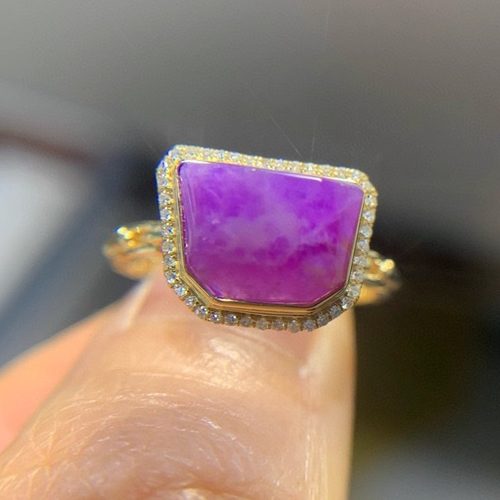 天然南非舒俱来樱花戒指18k厚金配镶真钻设计款