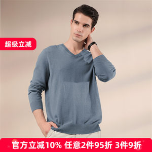 兆君  V领衫休闲100%山羊绒经典百搭羊绒毛衣保暖男款羊绒衫