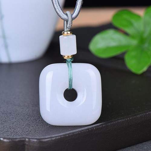 新疆金丝玉玉琮吊坠平安扣