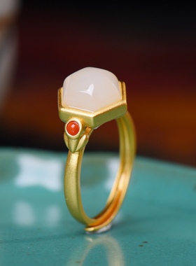 天然和田玉戒指女轻奢高级感