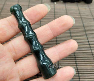 天然和田青玉竹节过滤烟嘴节节高升玉石旱烟嘴男女款把玩件包邮