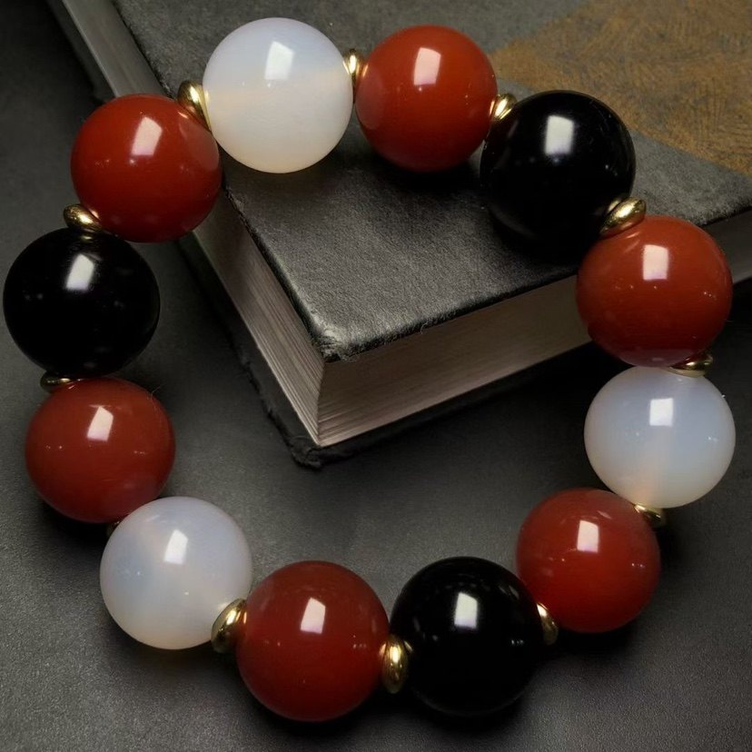 天然原矿老坑彩色玛瑙手串