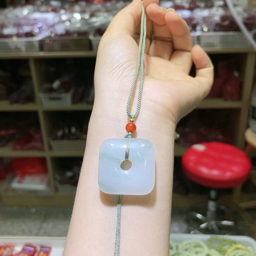 天然新疆白玉平安扣吊坠