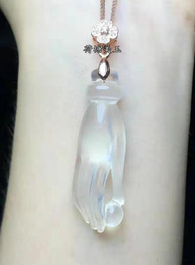 钥匙吊坠白玉髓冰种掌上明珠佛手