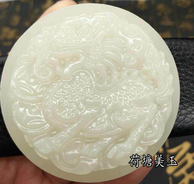 天然玉石阿富汗青白玉麒麟皮带扣腰扣白玉麒麟献瑞腰带扣男款包邮