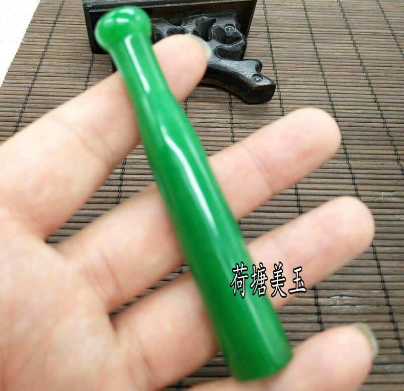 古玩杂项仿古老翡翠烟嘴烟具冰糯种阳绿翡翠烟嘴仿古玉石烟嘴包邮