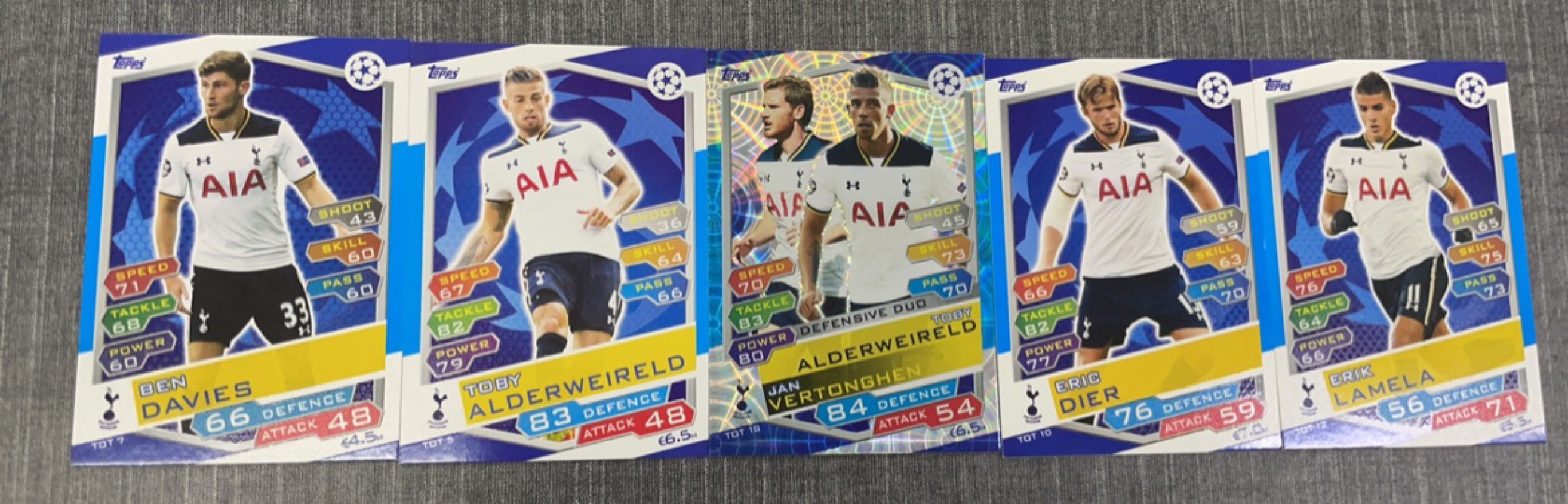 足球球星卡2016 Topps欧冠 Match Attax 系列 热刺队全套及单卡