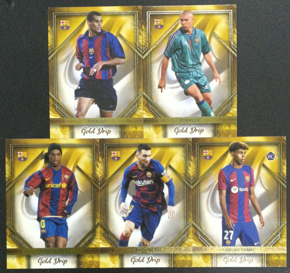足球球星卡2024 topps 巴萨队盒巴塞罗那 金水滴特卡 全套及单卡