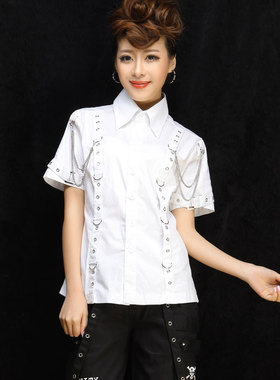 GLP 新款女装衬衫 欧美朋克风骷髅印花雪纺衫 女衬衣 71283