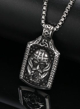 欧美个性复古维京戴头盔战士钛钢