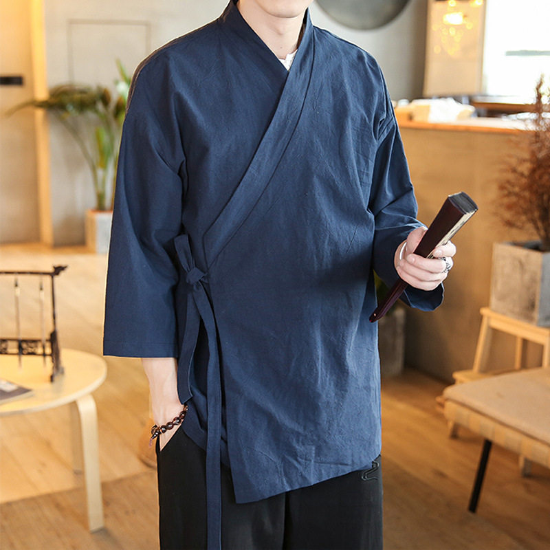 七分袖汉服男古装侧开襟中国风道汉服