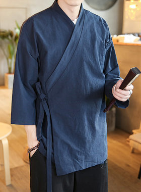 七分袖汉服男古装侧开襟中国风道