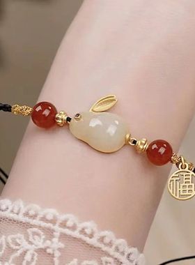 手工编织生肖玉兔手链女本命年红