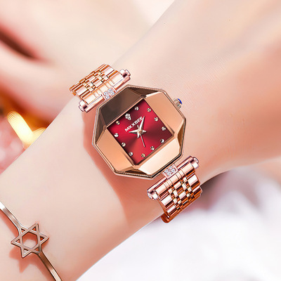 麦施女士手表跨境外贸爆款小方表时尚轻奢镶钻手表女石英防水女表