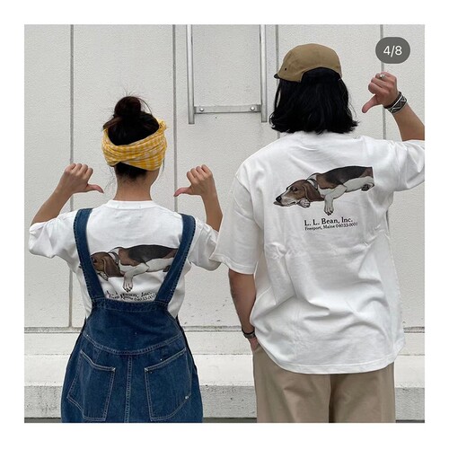 官网折扣 LLBEAN联名BEAMS JAPA日系复古印花短袖户外宽T恤情侣