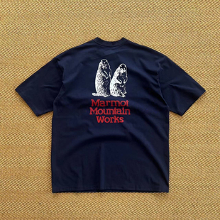 【官网七折】BEAMS JAPA 联名土拨鼠印花宽松休闲速干短袖T恤潮蓝