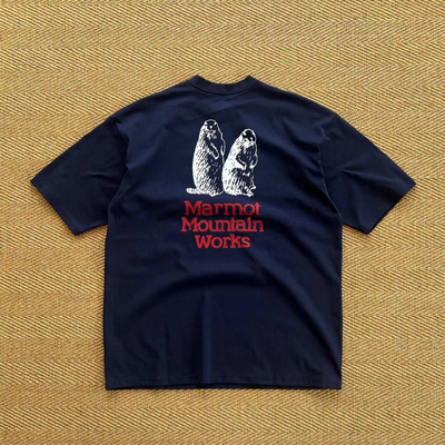 【官网七折】BEAMS JAPA 联名土拨鼠印花宽松休闲速干短袖T恤潮蓝