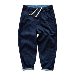 品牌折扣 BEAMS JAPA裤子日系红绳宽松休闲牛仔裤丹宁赤耳红边蓝