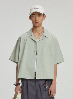 【品牌折扣】BEAMS NNDS短袖衬衫夏廓形短款工装男女宽松棉五分袖