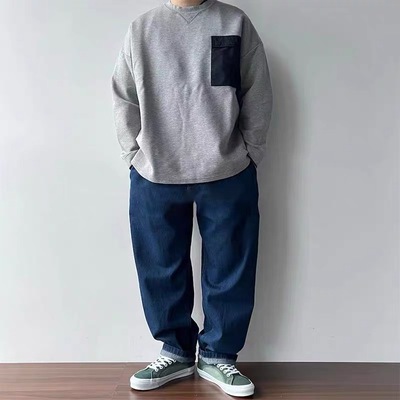 品牌折扣 BEAMS JAPA裤子隐藏款日系宽松休闲水洗锥形弹力牛仔裤