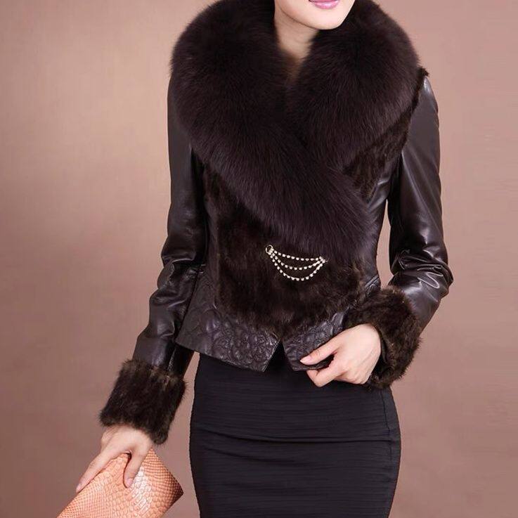 海宁真皮皮衣女短款修身水貂皮草