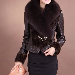 反季海宁真皮皮衣女短款修身水貂皮草外套超大狐狸毛领羽绒服