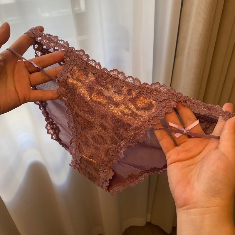 迷人小豹纹纯欲性感丝绒豹纹高开叉细带蝴蝶结腿环网纱三角内裤女,女士内衣/男士内衣/家居服,女三角裤,淘宝优惠券,粉丝福利购,淘宝优惠卷