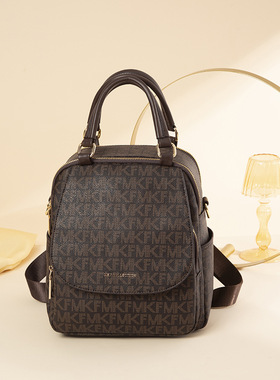MK F包包女2023新款双肩背包斜跨翻盖包休闲旅游妈咪包防盗大容量