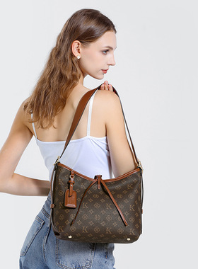 MK F2024新款复古老花托特包单肩包百搭软皮斜挎包潮女包两件套