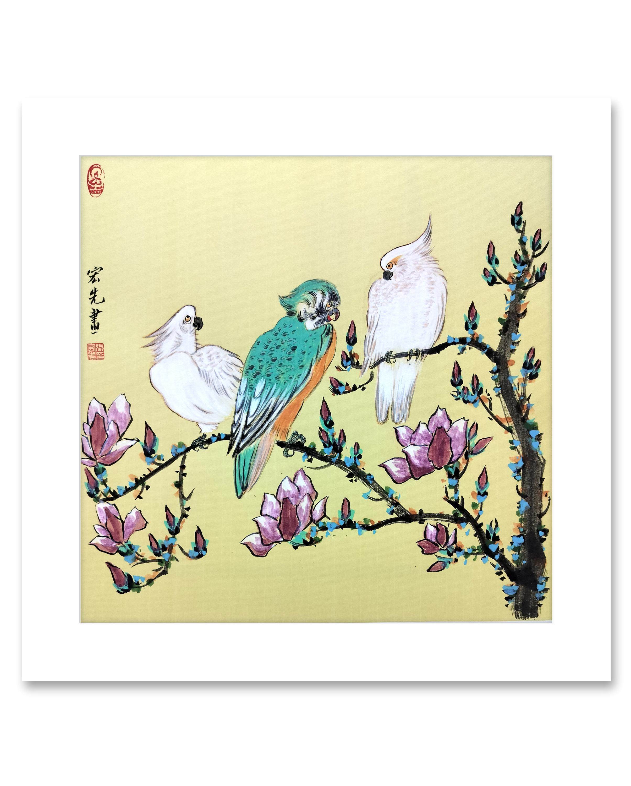 纯手绘花鸟画名家真迹收藏级国画鹦鹉大厅客厅书房玄关办公室挂画