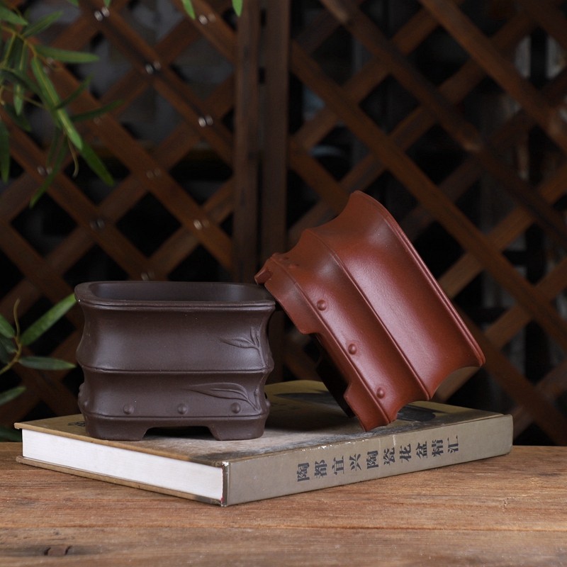 宜兴紫砂小花盆WZ22#竹节四方绿植盆景桌面中国风简约室内桌面,鲜花速递/花卉仿真/绿植园艺,花盆,淘宝优惠券,粉丝福利购,淘宝优惠卷