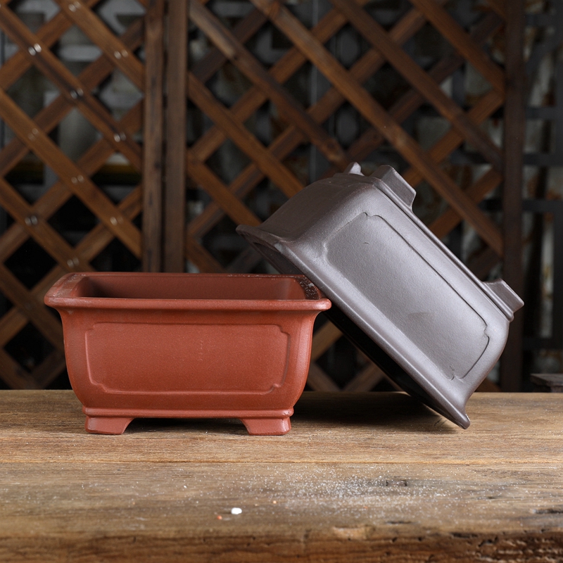 宜兴紫砂花盆WZ38#凹面大正方盆绿植盆景桌面中国风简约室内正品