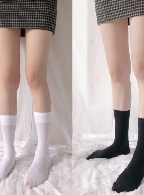 天鹅绒jk制服夏季薄款日本中筒袜
