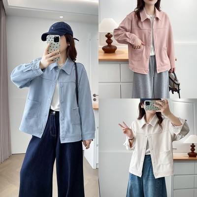 减龄时尚显瘦工装翻领外套上衣