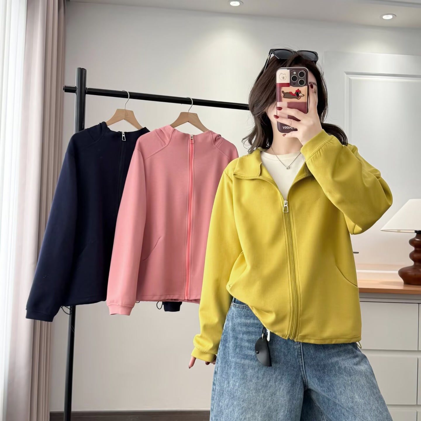 大码女装遮肚子休闲外套女春季弧形口袋连帽拉链运动卫衣开衫352,女装/女士精品,常规大码外套,淘宝优惠券,粉丝福利购,淘宝优惠卷