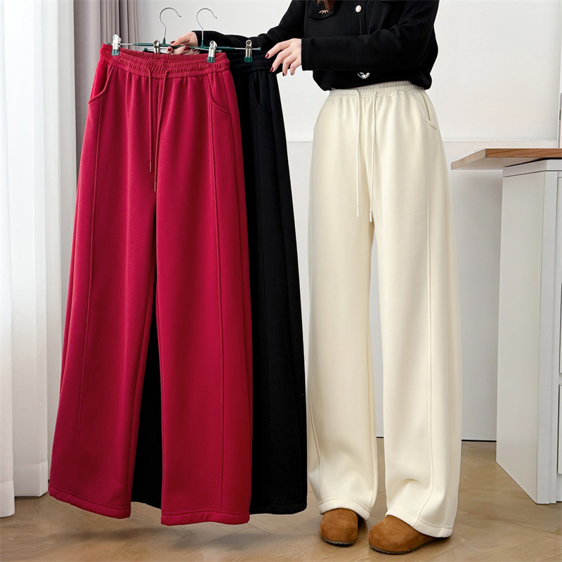大码女装显腿长秋冬阔腿拖地裤高腰垂感直筒加绒宽松休闲裤8096,女装/女士精品,大码裤装,淘宝优惠券,粉丝福利购,淘宝优惠卷