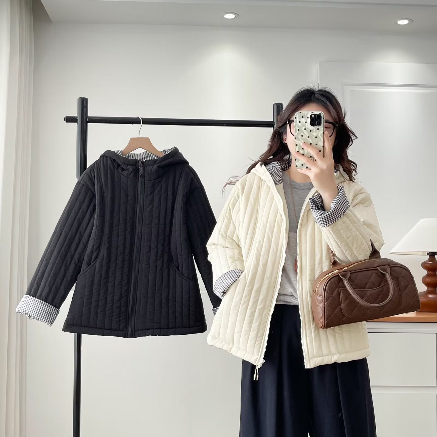 宽松休闲保暖棉服夹克连帽棉服