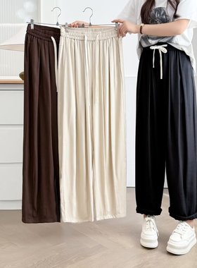 大码女装显腿长秋季新款日系棉麻宽松显瘦透气工装休闲裤裤女6947