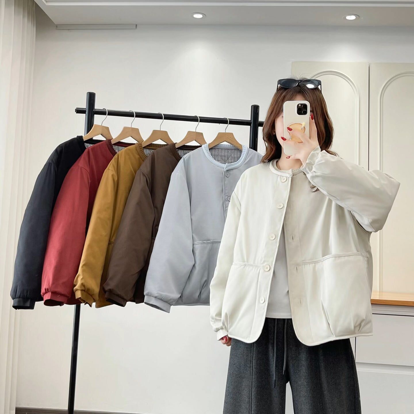 时尚百搭减龄大口袋棉服外套