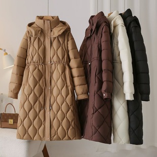 棉衣袖 大码 长款 遮肚子冬装 子可拆卸收腰显瘦连帽女棉服6022 女装