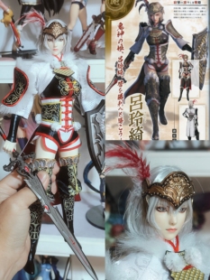 1/6真三国无双吕绮玲兵人头雕可动人偶手办布衣包胶素体定做