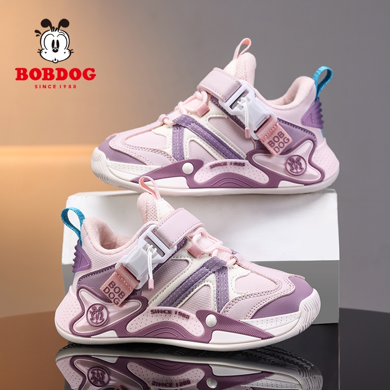 巴布豆女童运动鞋2025冬款二棉鞋皮面防水加绒魔术贴小女孩童鞋子