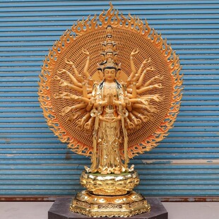 2.8米纯铜贴金千手观音家用佛堂大型供奉千手千眼观世音菩萨佛像