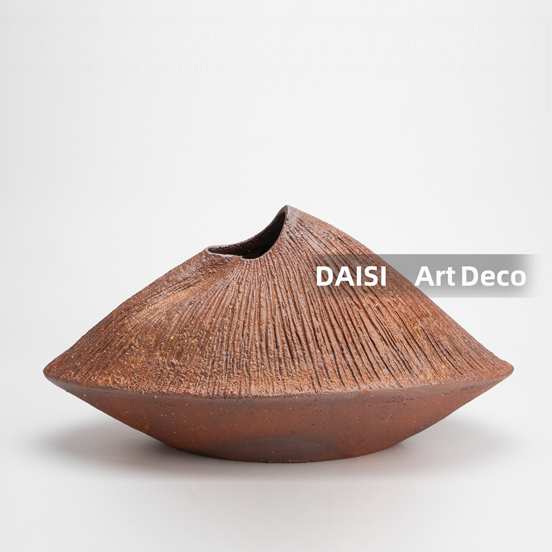 新中式侘寂风手绘陶瓷花瓶摆件样板间售楼处茶室民宿花店插花器