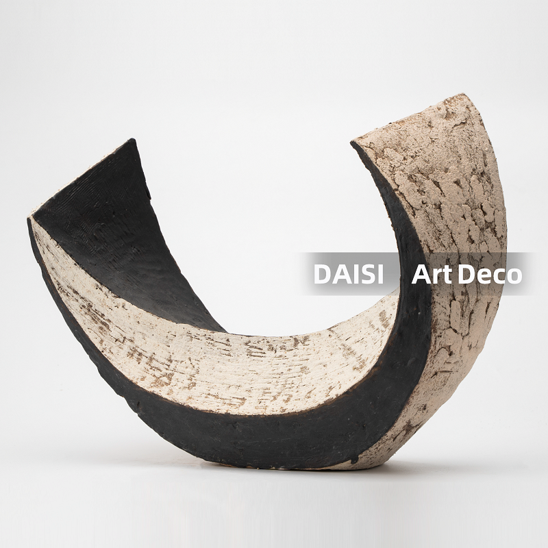 新中式侘寂风抽象设计感陶瓷花瓶摆件样板间售楼处民宿花店插花器